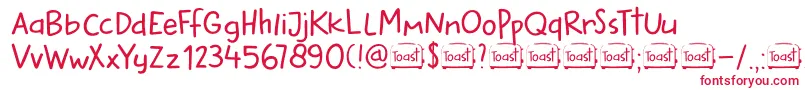 DkButteredToast Font – Red Fonts on White Background