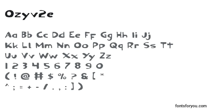 A fonte Ozyv2e – alfabeto, números, caracteres especiais