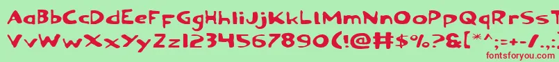 Ozyv2e Font – Red Fonts on Green Background