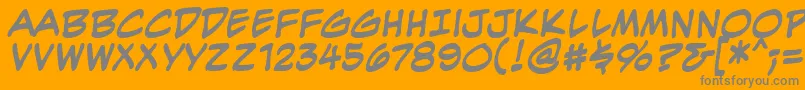 EvilgeniusBbBold-Schriftart – Graue Schriften auf orangefarbenem Hintergrund