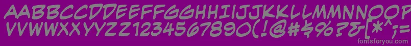Fonte EvilgeniusBbBold – fontes cinzas em um fundo violeta