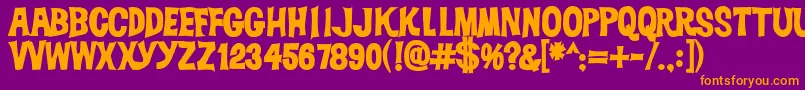 Dickvandykebold-Schriftart – Orangefarbene Schriften auf violettem Hintergrund