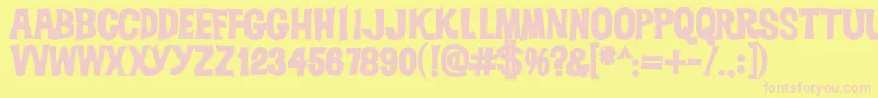 Dickvandykebold-Schriftart – Rosa Schriften auf gelbem Hintergrund