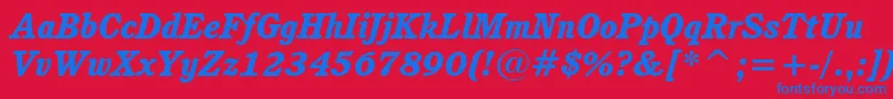 CushingHeavyItalicBt Font – Blue Fonts on Red Background