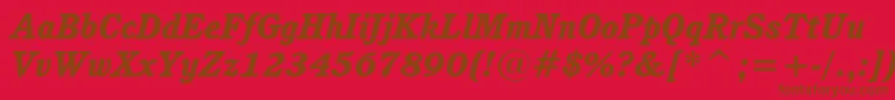 CushingHeavyItalicBt Font – Brown Fonts on Red Background