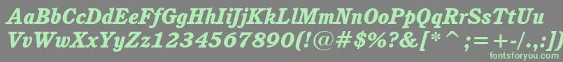 CushingHeavyItalicBt Font – Green Fonts on Gray Background