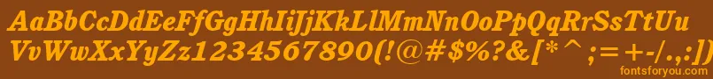 CushingHeavyItalicBt-Schriftart – Orangefarbene Schriften auf braunem Hintergrund