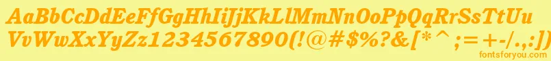 CushingHeavyItalicBt Font – Orange Fonts on Yellow Background