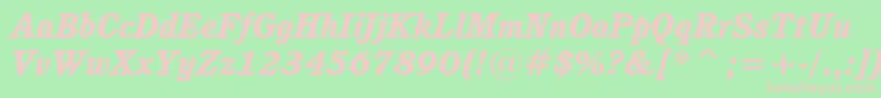 CushingHeavyItalicBt Font – Pink Fonts on Green Background