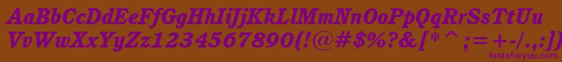 CushingHeavyItalicBt Font – Purple Fonts on Brown Background