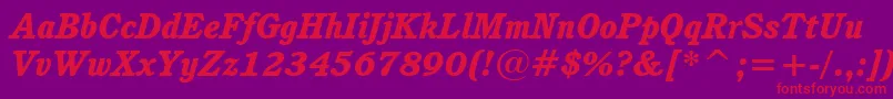 CushingHeavyItalicBt-Schriftart – Rote Schriften auf violettem Hintergrund