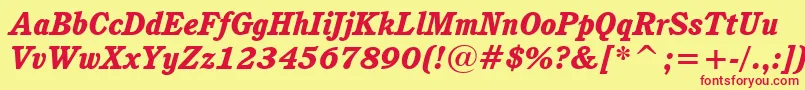 CushingHeavyItalicBt Font – Red Fonts on Yellow Background