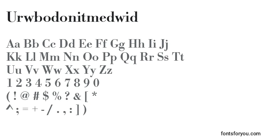 Schriftart Urwbodonitmedwid – Alphabet, Zahlen, spezielle Symbole