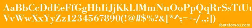 Urwbodonitmedwid-Schriftart – Weiße Schriften auf orangefarbenem Hintergrund