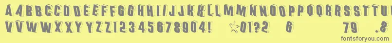 フォントThreedimensional – 黄色の背景に灰色の文字