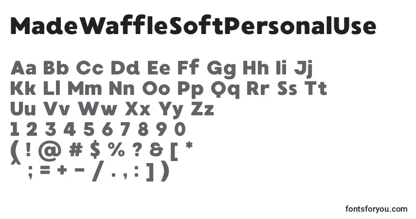 A fonte MadeWaffleSoftPersonalUse – alfabeto, números, caracteres especiais