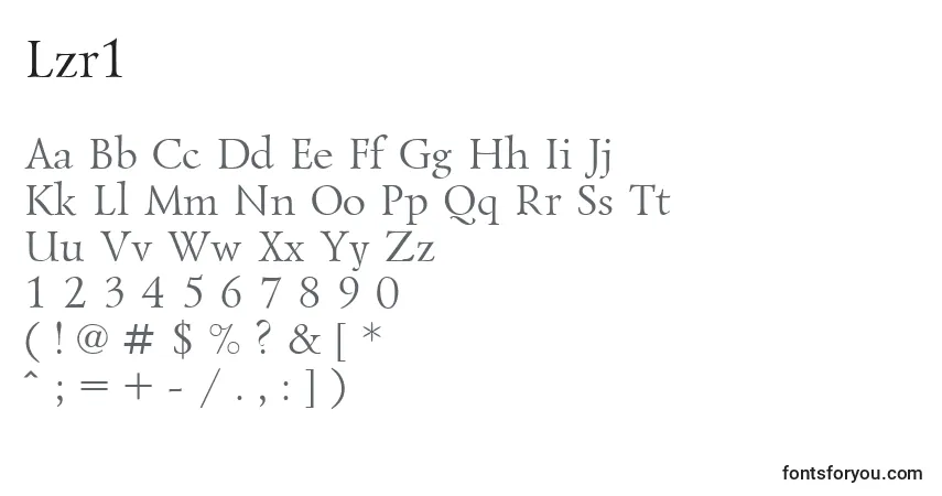 A fonte Lzr1 – alfabeto, números, caracteres especiais