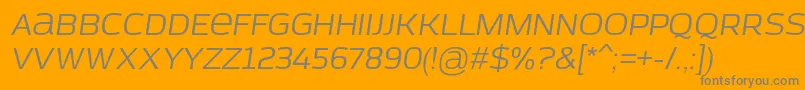 AzoftSansItalic-Schriftart – Graue Schriften auf orangefarbenem Hintergrund