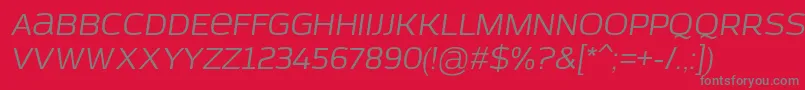 AzoftSansItalic-Schriftart – Graue Schriften auf rotem Hintergrund