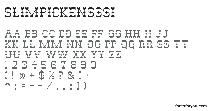 Czcionka SlimPickensSsi – alfabet, cyfry, specjalne znaki
