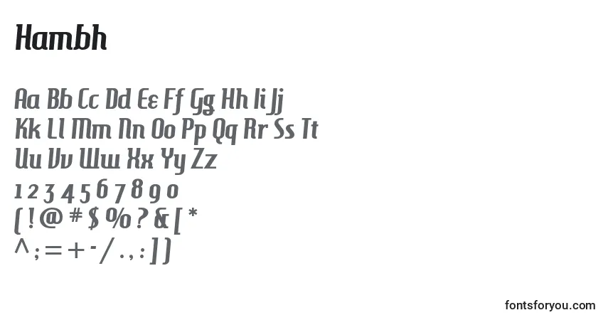 A fonte Hambh – alfabeto, números, caracteres especiais