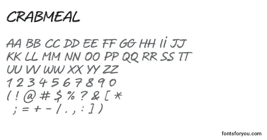 Czcionka Crabmeal – alfabet, cyfry, specjalne znaki