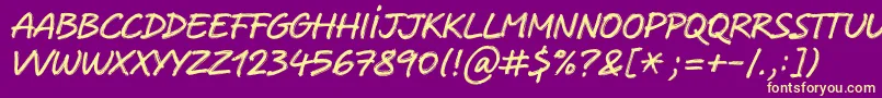 Crabmeal-Schriftart – Gelbe Schriften auf violettem Hintergrund