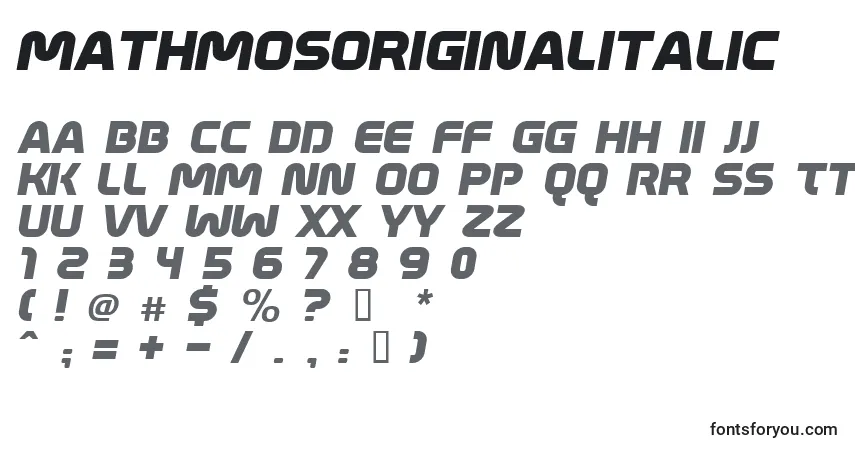 Schriftart MathmosOriginalItalic – Alphabet, Zahlen, spezielle Symbole