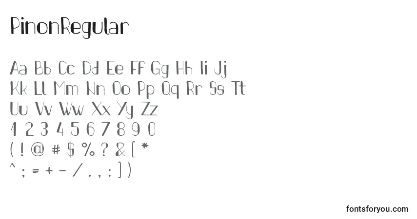Schriftart PinonRegular (60458) – Alphabet, Zahlen, spezielle Symbole