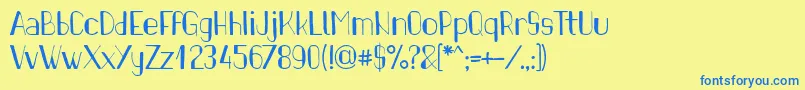 フォントPinonRegular – 青い文字が黄色の背景にあります。