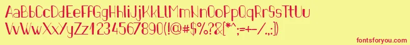 フォントPinonRegular – 赤い文字の黄色い背景