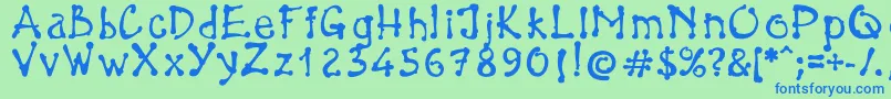フォントBrokenPen – 青い文字は緑の背景です。