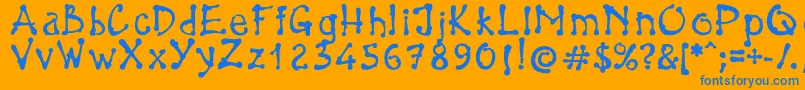 フォントBrokenPen – オレンジの背景に青い文字