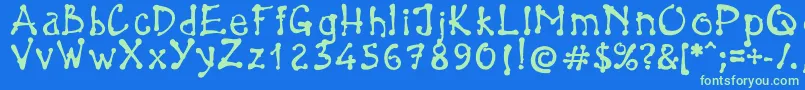 BrokenPen Font – Green Fonts on Blue Background