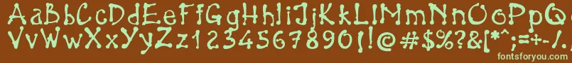 BrokenPen-fontti – vihreät fontit ruskealla taustalla