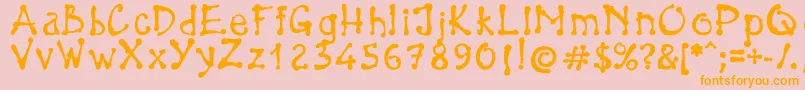 フォントBrokenPen – オレンジの文字がピンクの背景にあります。
