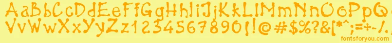 BrokenPen-fontti – oranssit fontit keltaisella taustalla