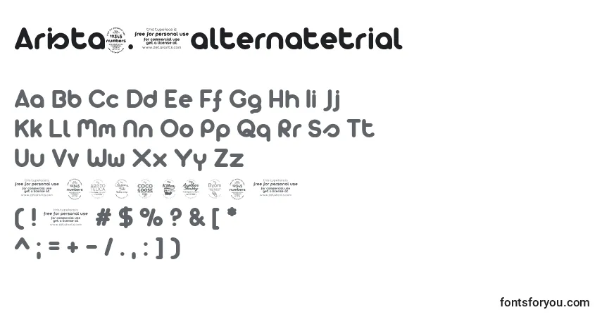 Czcionka Arista2.0alternatetrial – alfabet, cyfry, specjalne znaki