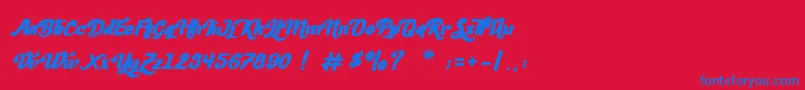 Шрифт LesMousquetaires – синие шрифты на красном фоне