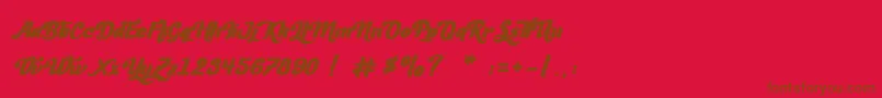 LesMousquetaires Font – Brown Fonts on Red Background