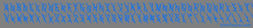 Bptypewriteslasheditalics-Schriftart – Blaue Schriften auf grauem Hintergrund