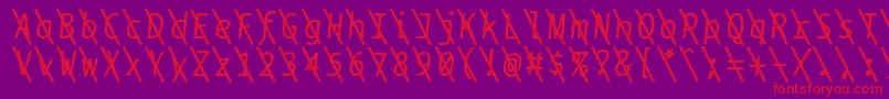 Fonte Bptypewriteslasheditalics – fontes vermelhas em um fundo violeta