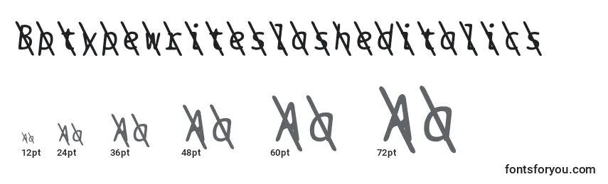 Размеры шрифта Bptypewriteslasheditalics