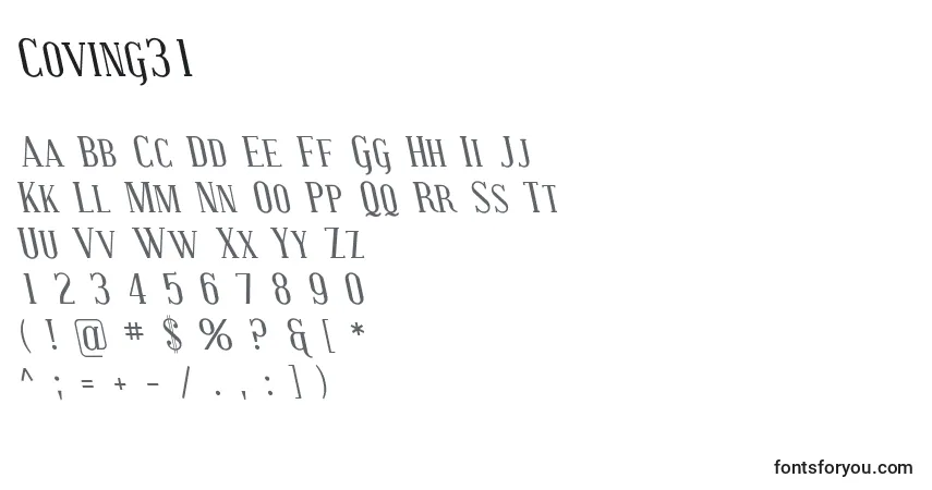Coving31-fontti – aakkoset, numerot, erikoismerkit
