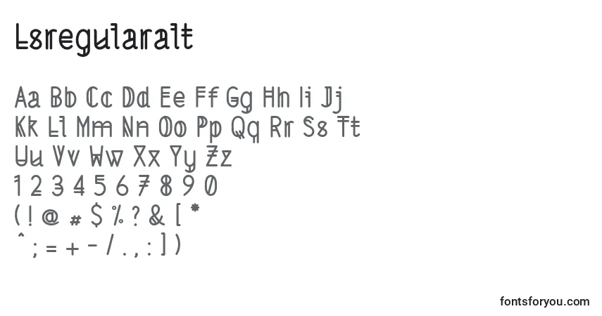 Czcionka Lsregularalt – alfabet, cyfry, specjalne znaki