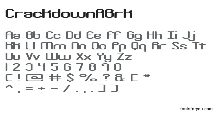 Schriftart CrackdownRBrk – Alphabet, Zahlen, spezielle Symbole