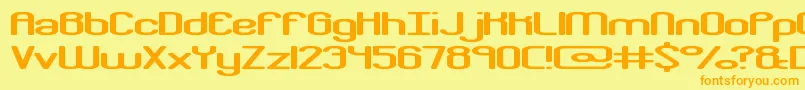 フォントCrackdownRBrk – オレンジの文字が黄色の背景にあります。