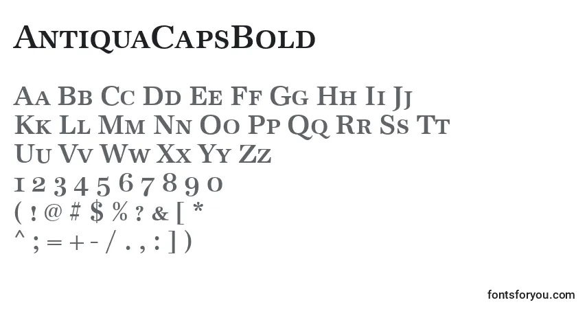 Schriftart AntiquaCapsBold – Alphabet, Zahlen, spezielle Symbole