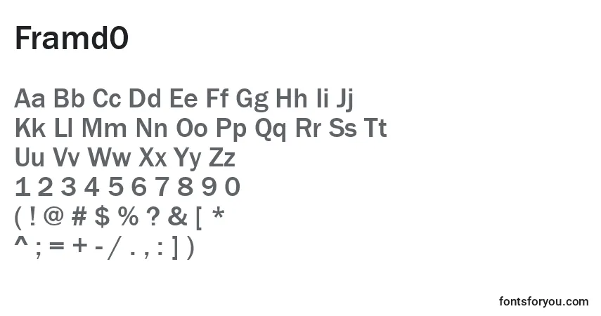 Шрифт Framd0 – алфавит, цифры, специальные символы