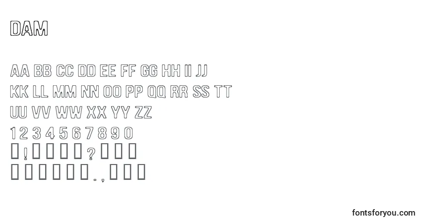 Damフォント–アルファベット、数字、特殊文字